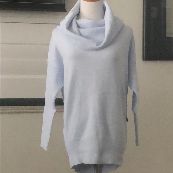 Sky Blue Off the Shoulder/Cowl Neck Sweater - Picture 3 of 4